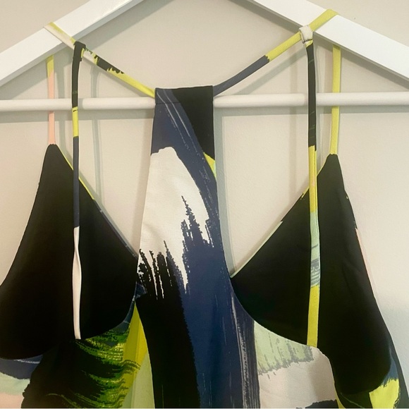 BANANA REPUBLIC Geometric Abstract T-Back Dressy Tank Top - Yellow Black Size S - Picture 6 of 8